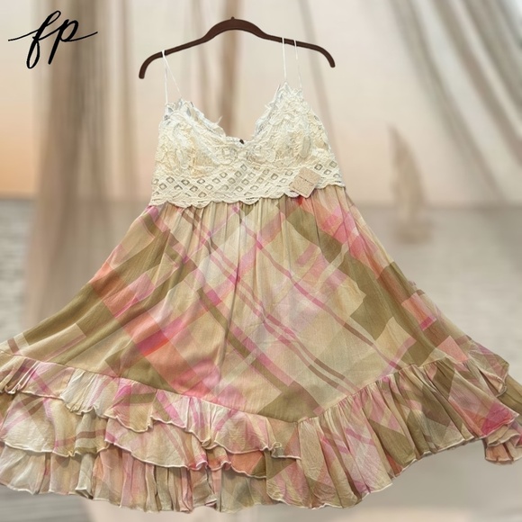 **SOLD** FREE PEOPLE Adella Sleeveless Printed Mini Slip Dress in Ivory NWT - Picture 9 of 16